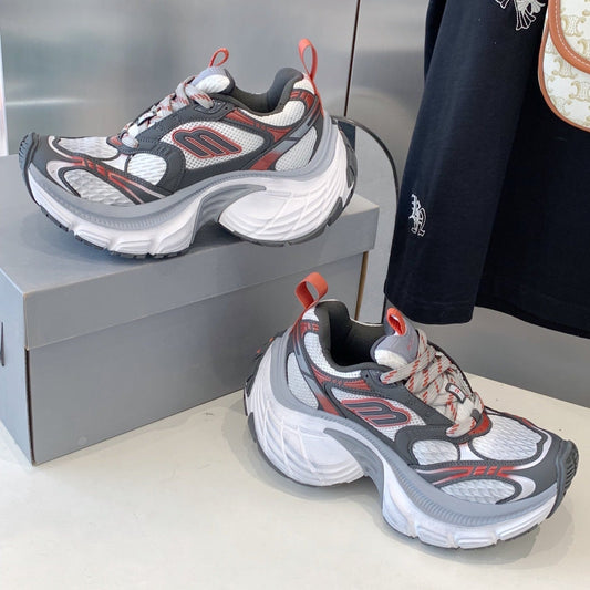 DAD SHOES IN GREY RED WHITE MESH AND CALFSKIN - 35