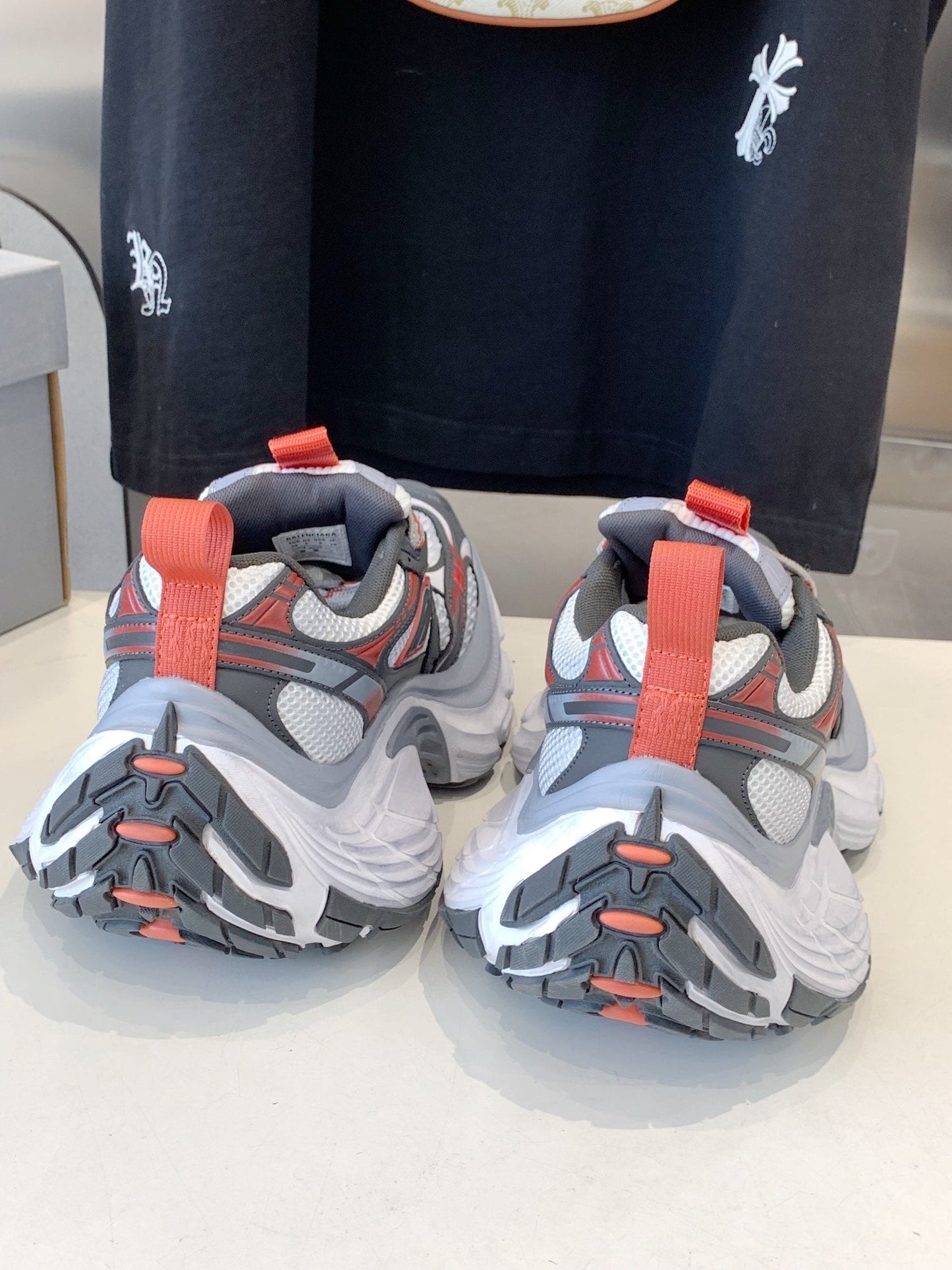 DAD SHOES IN GREY RED WHITE MESH AND CALFSKIN - 35