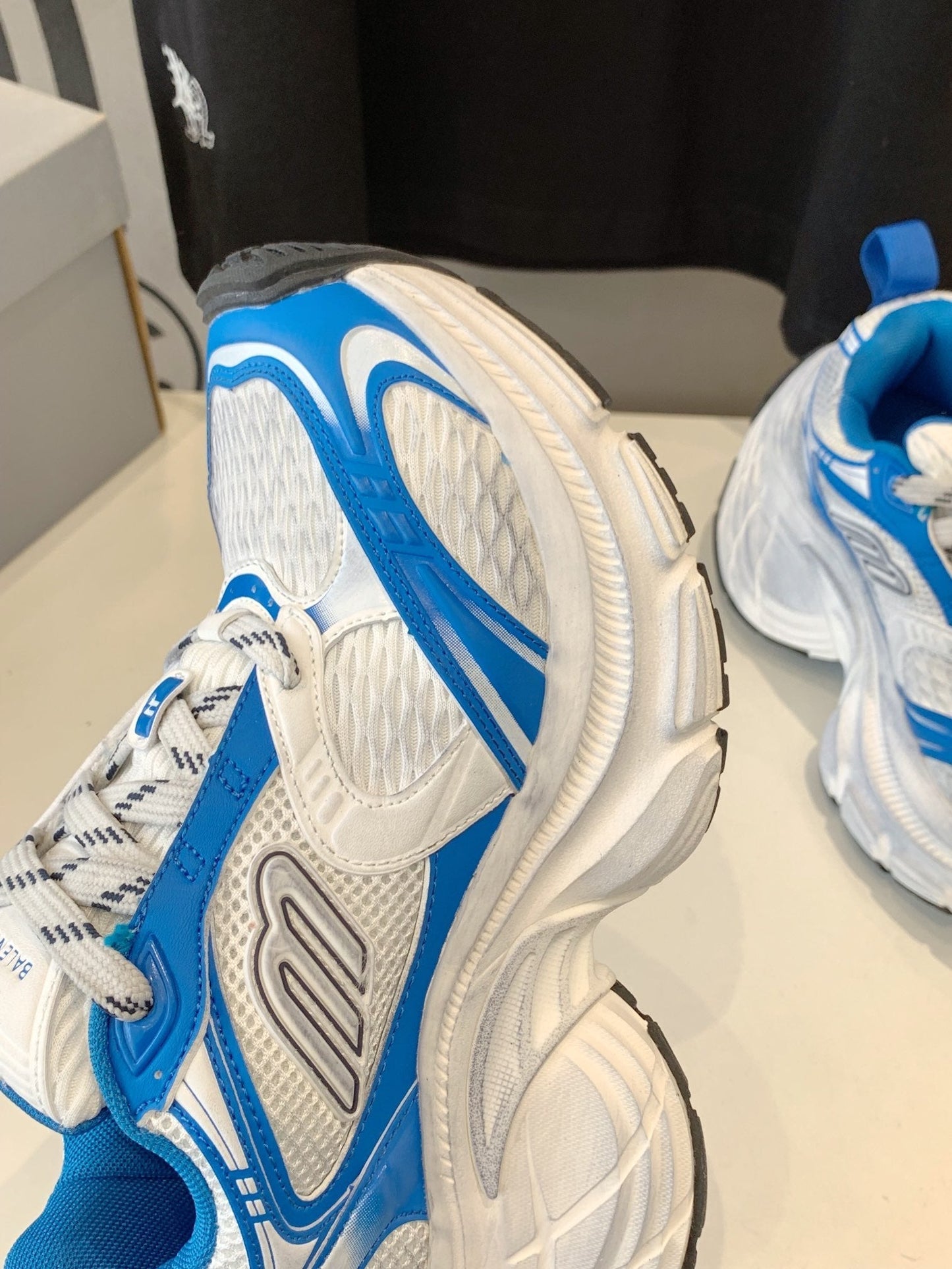 DAD SHOES IN WHITE MIX BLUE MESH AND CALFSKIN - 35