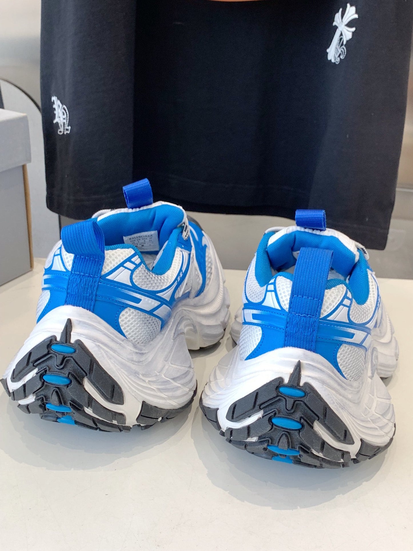 DAD SHOES IN WHITE MIX BLUE MESH AND CALFSKIN - 35