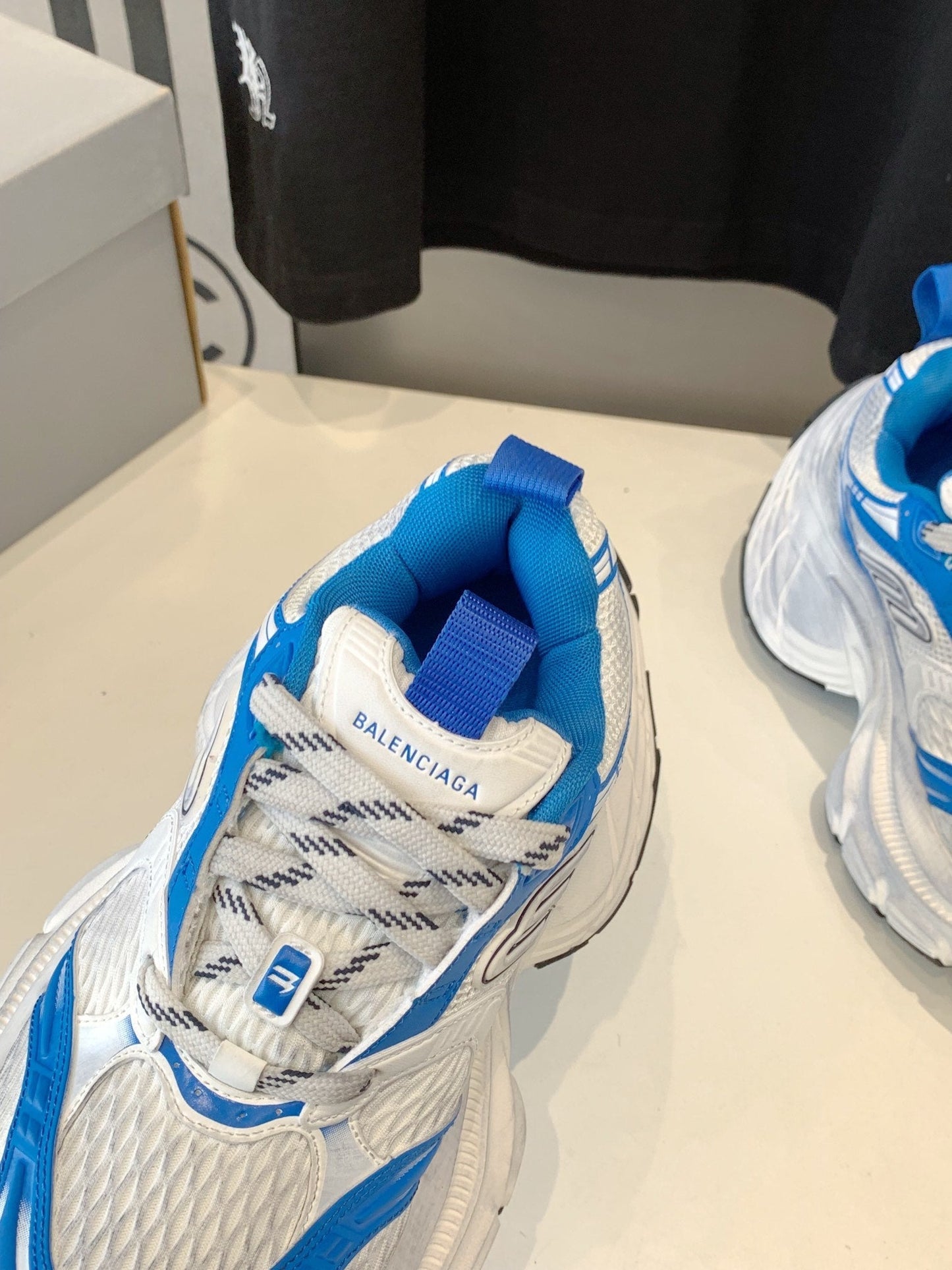 DAD SHOES IN WHITE MIX BLUE MESH AND CALFSKIN - 35