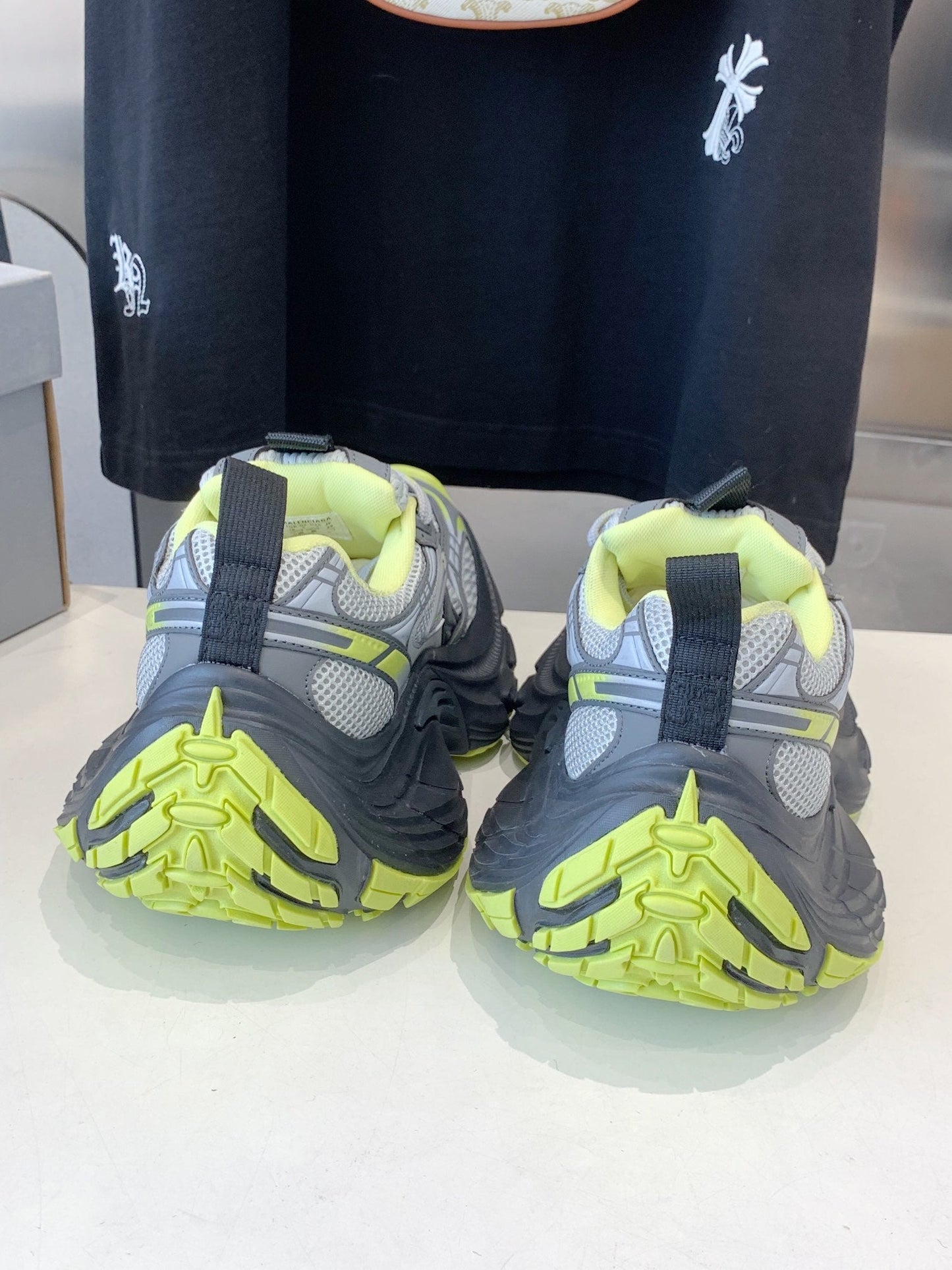 DAD SHOES IN GRAY MIX NEON GREEN MESH AND CALFSKIN - 35