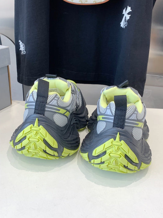 DAD SHOES IN GRAY MIX NEON GREEN MESH AND CALFSKIN - 35