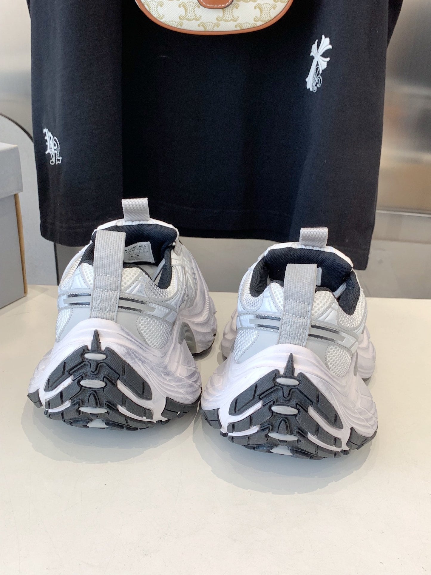DAD SHOES IN SILVER WHITE MESH AND CALFSKIN - 35