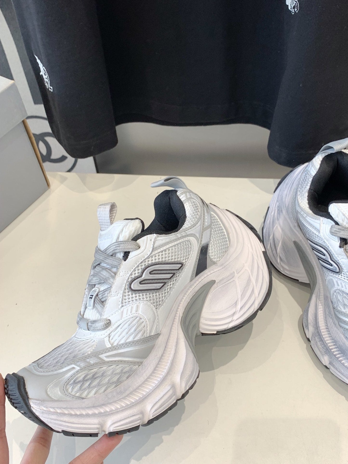DAD SHOES IN SILVER WHITE MESH AND CALFSKIN - 35