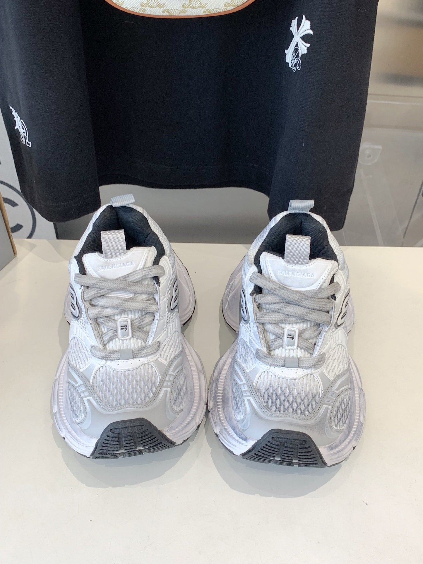 DAD SHOES IN SILVER WHITE MESH AND CALFSKIN - 35