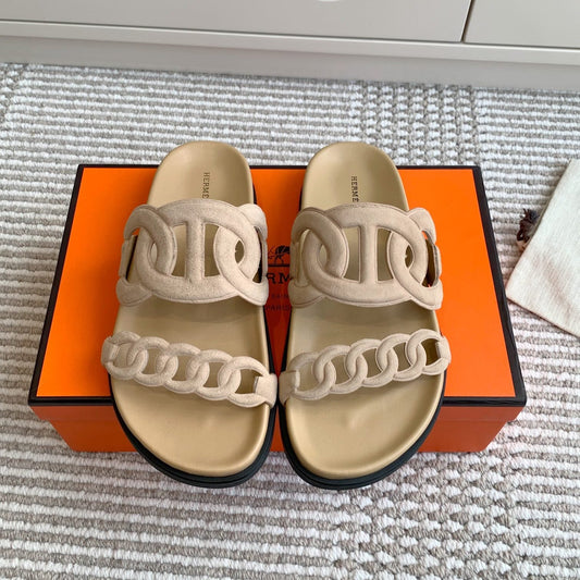 HM 26S EXTRA SANDAL З БЕЖЕВОЇ ШКІРИ ТЕЛЯТИ ТА ЗАМШІ