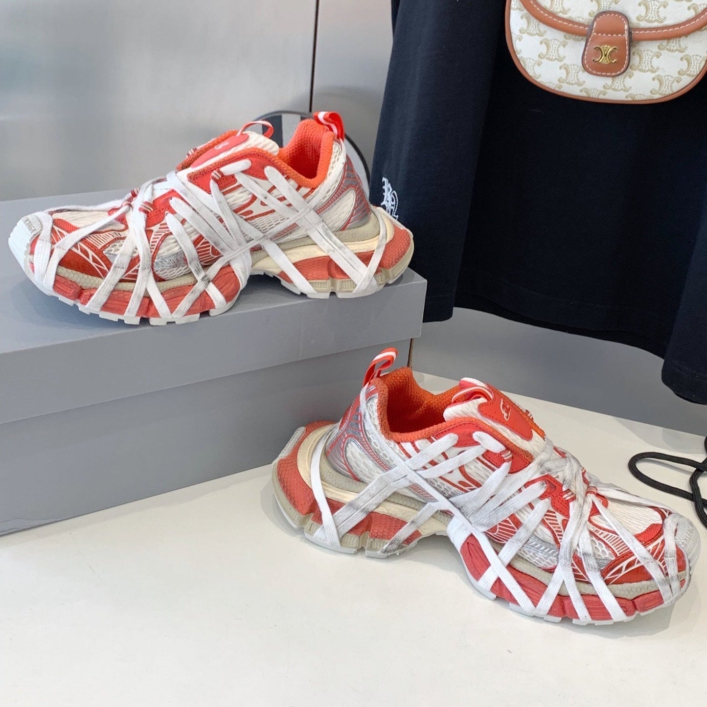 3XL EXTREME LACE SNEAKER ORANGE MIX DUST WHITE AND SILVER - 35