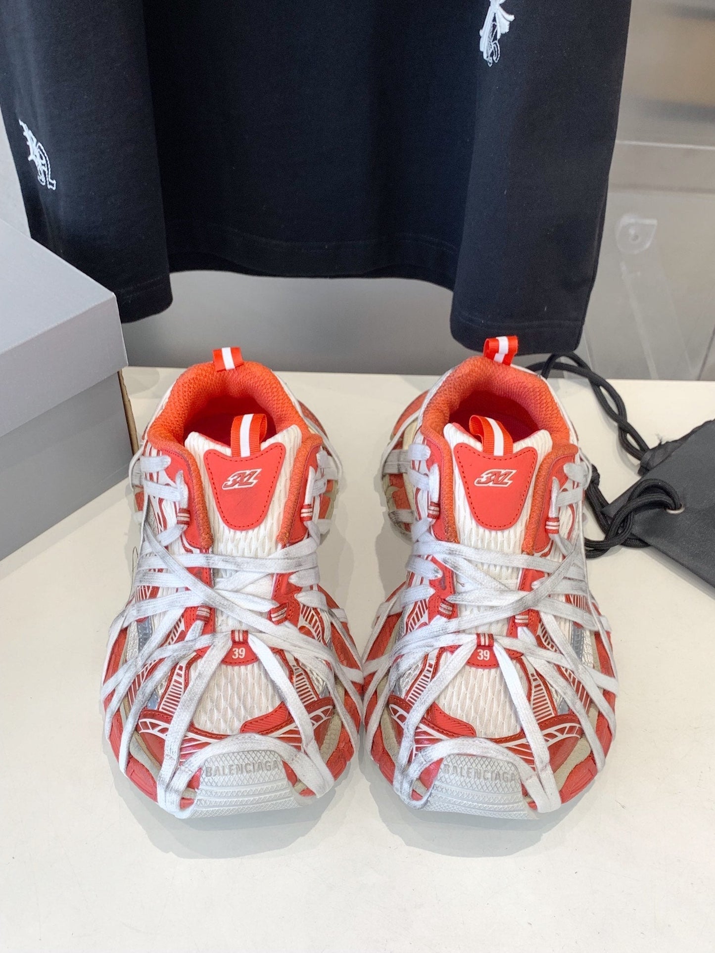 3XL EXTREME LACE SNEAKER ORANGE MIX DUST WHITE AND SILVER - 35