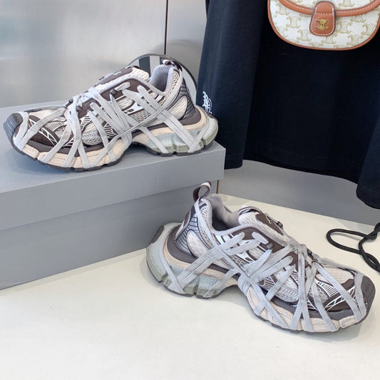 3XL EXTREME LACE SNEAKER BROWN MIX DUST WHITE AND SILVER - 35