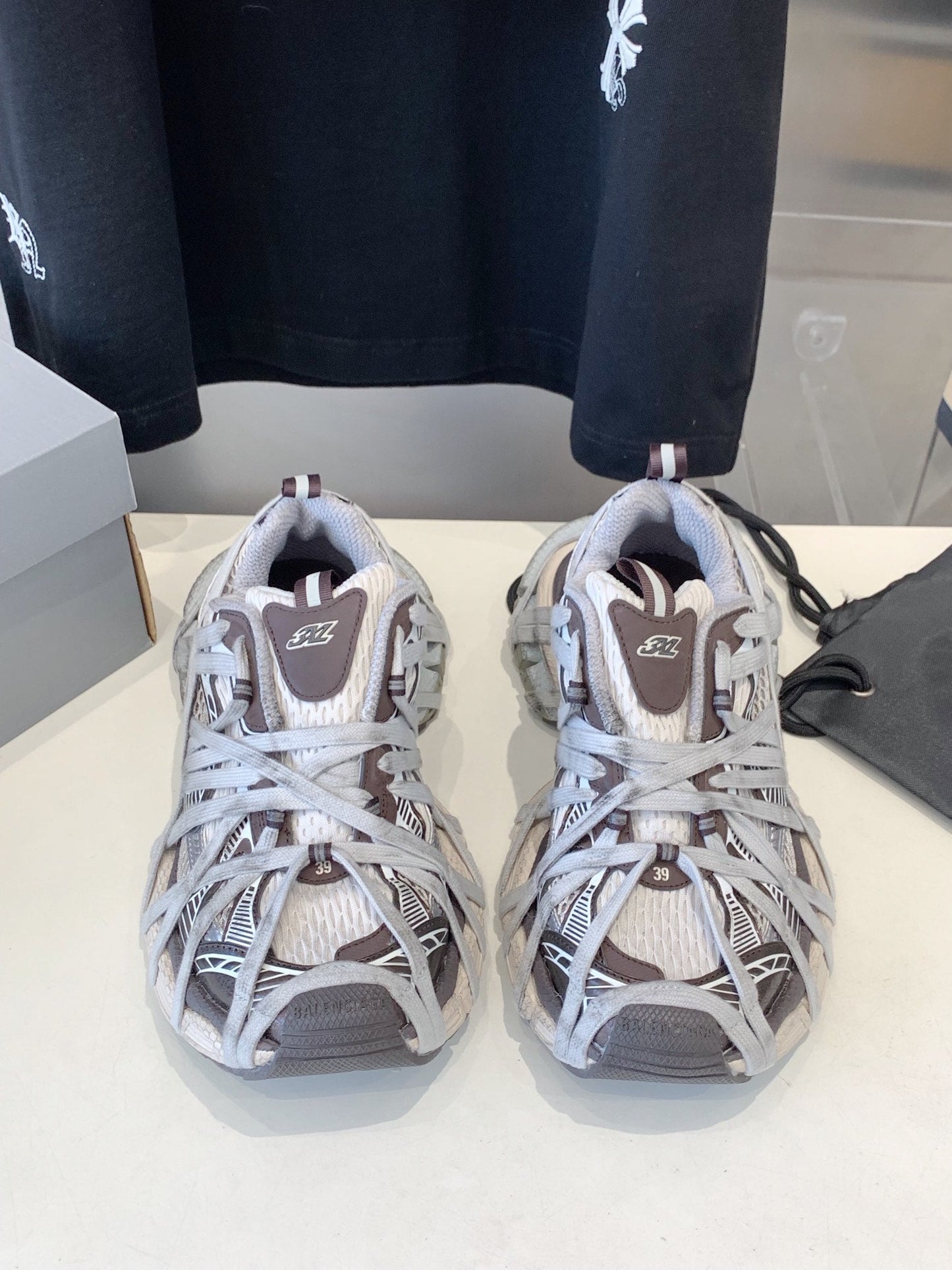 3XL EXTREME LACE SNEAKER BROWN MIX DUST WHITE AND SILVER - 35