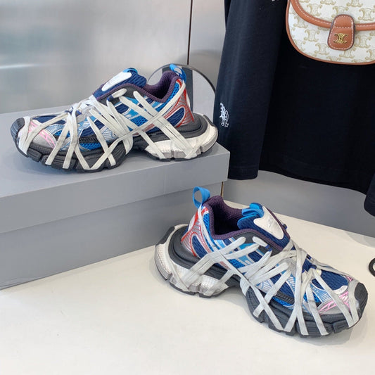 3XL EXTREME LACE SNEAKER BLUE MIX PINK SILVER AND RED - 35
