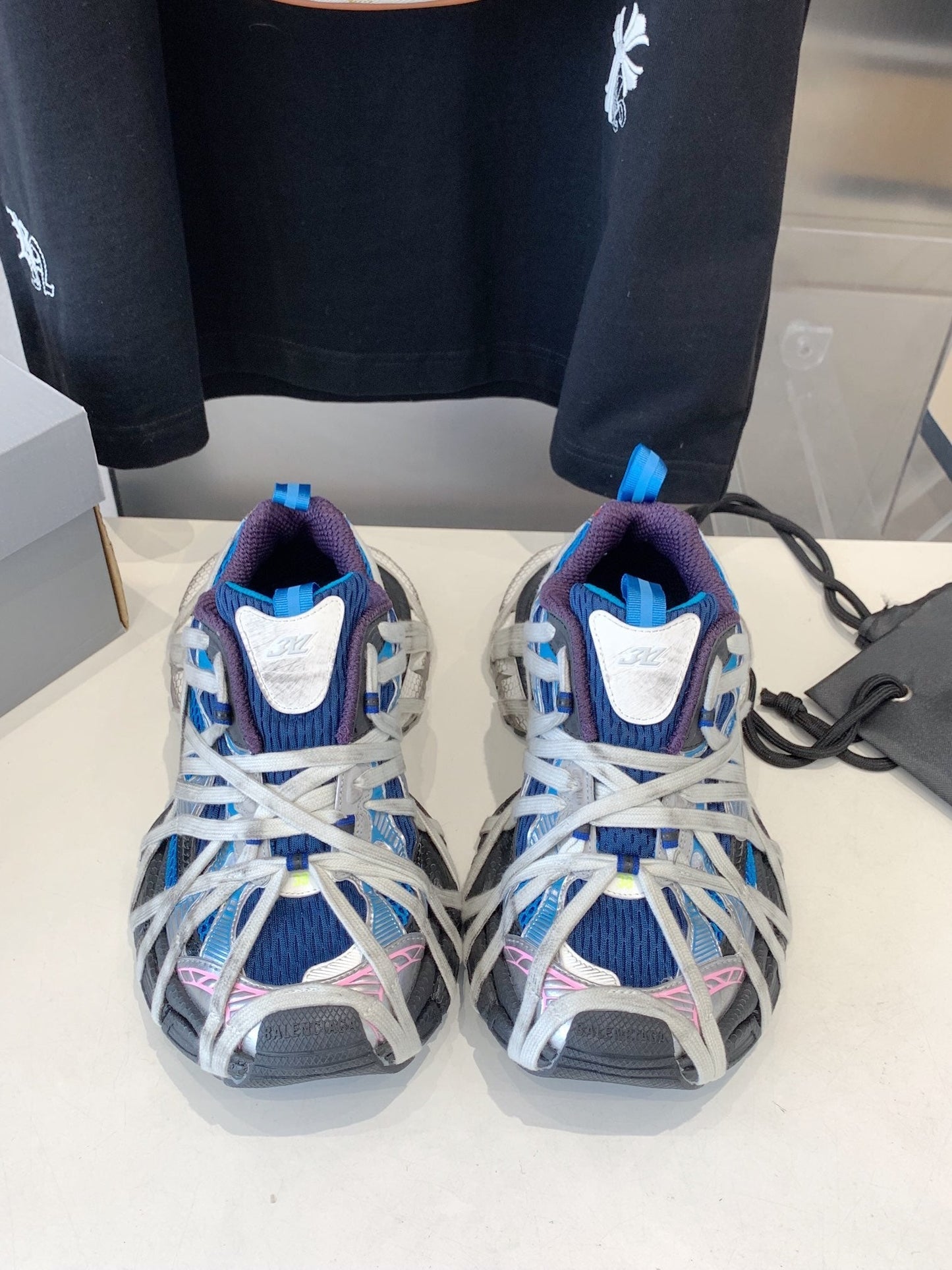 3XL EXTREME LACE SNEAKER BLUE MIX PINK SILVER AND RED - 35