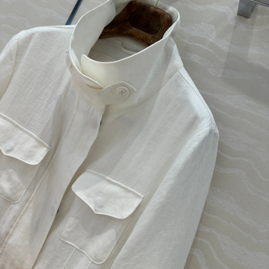 LP CLASSIC STAND-COLLAR LINEN JACKET 265165