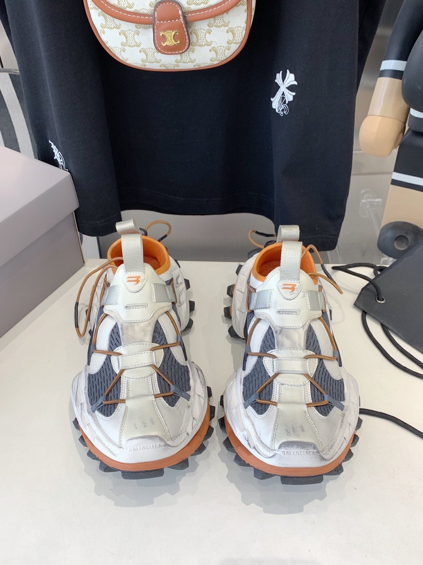 HIKE SNEAKER IN BEIGE AND ORANGE MESH, POLYURETHANE AND POLYESTER - 35
