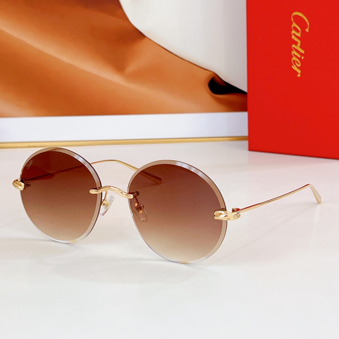 PREMIÈRE RIMLESS ROUND FRAME SUNGLASSES CT0475 IN METAL - Light grey
