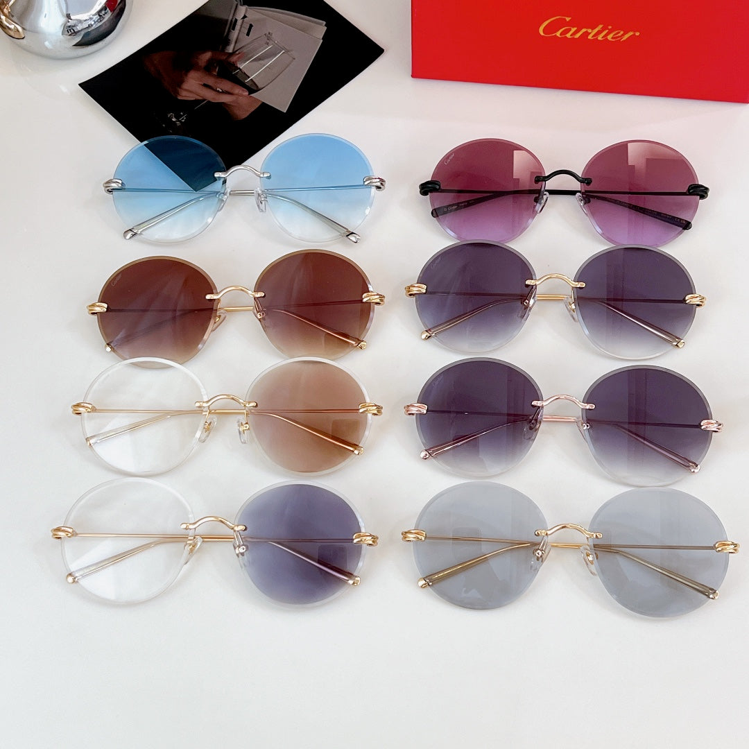 PREMIÈRE RIMLESS ROUND FRAME SUNGLASSES CT0475 IN METAL - Light grey