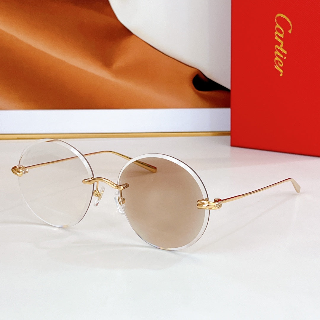 PREMIÈRE RIMLESS ROUND FRAME SUNGLASSES CT0475 IN METAL - Light grey