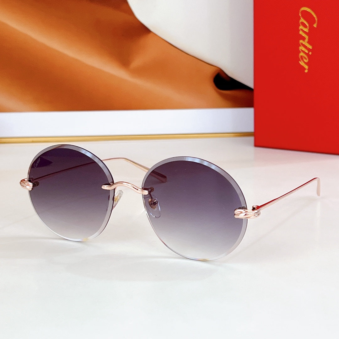 PREMIÈRE RIMLESS ROUND FRAME SUNGLASSES CT0475 IN METAL - Light grey