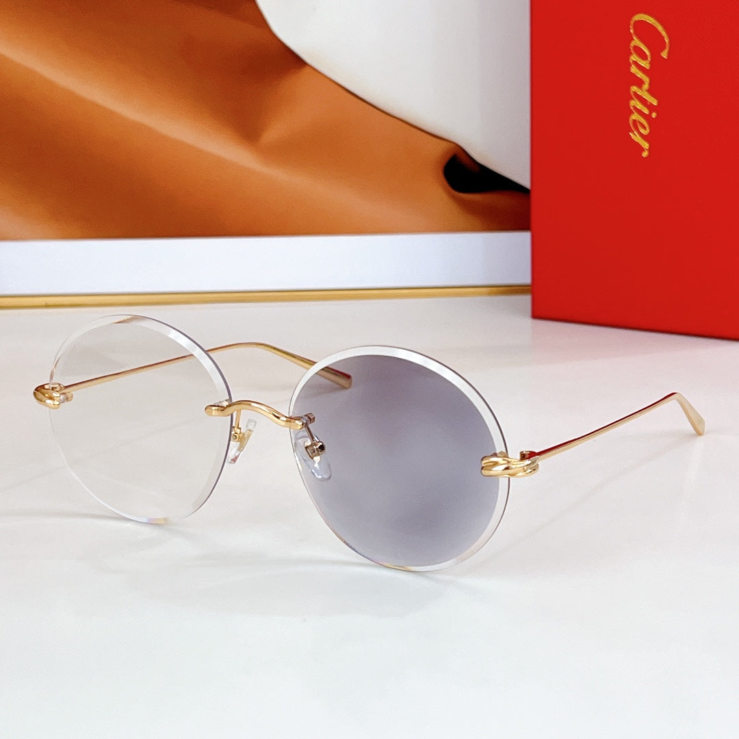 PREMIÈRE RIMLESS ROUND FRAME SUNGLASSES CT0475 IN METAL - Light grey