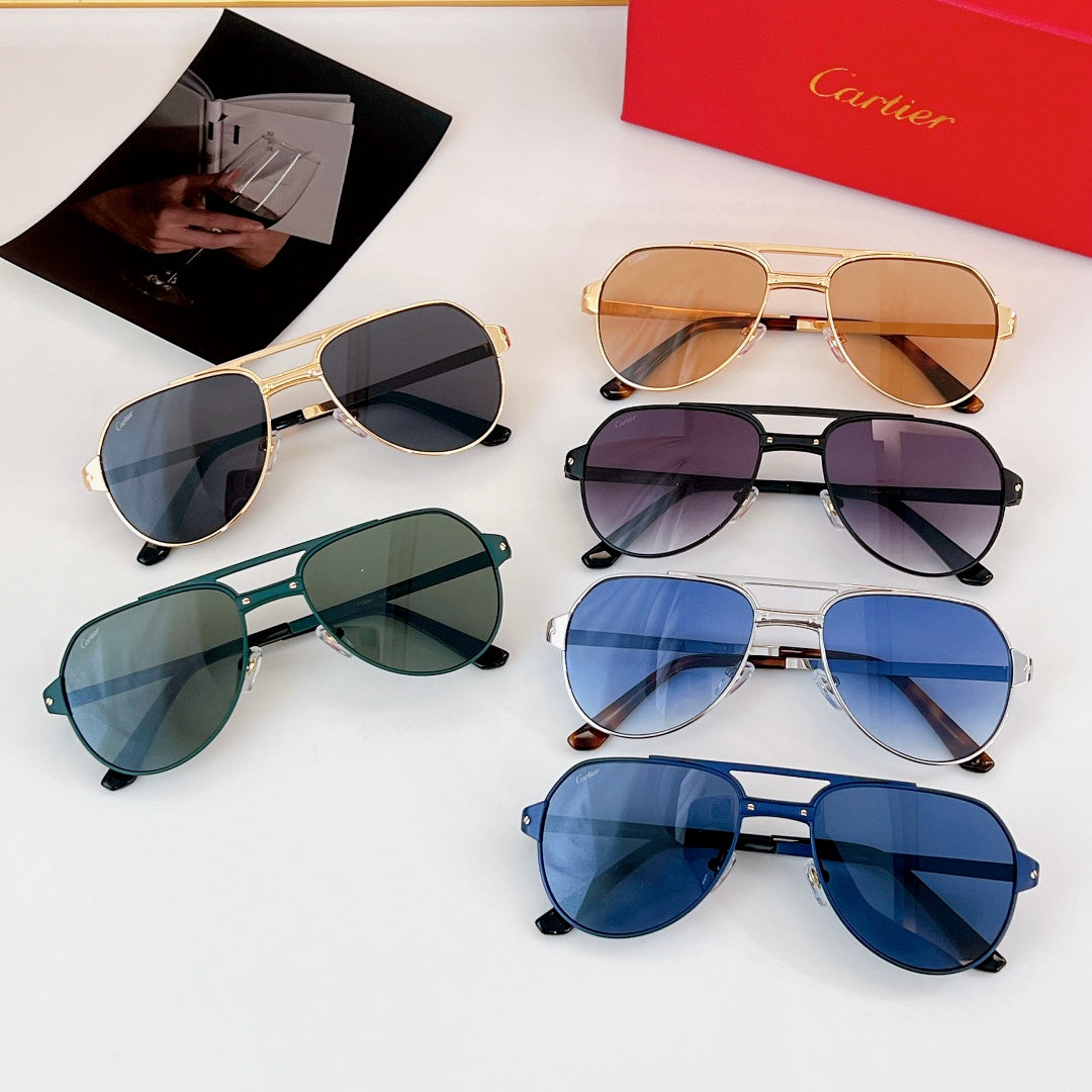 SANTOS AVIATOR FRAME SUNGLASSES CT0639S IN METAL - Brown