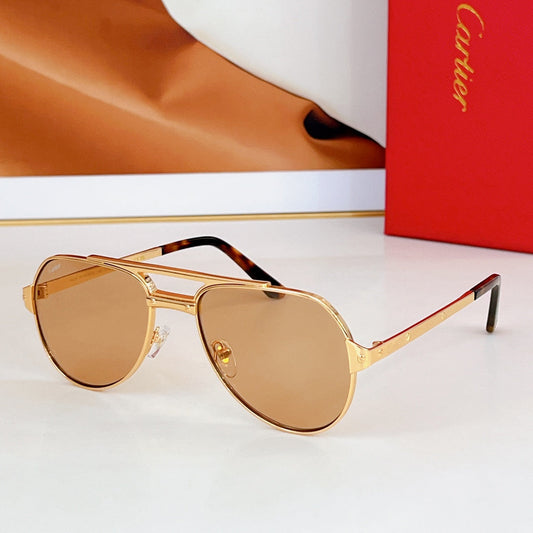 SANTOS AVIATOR FRAME SUNGLASSES CT0639S IN METAL - Brown