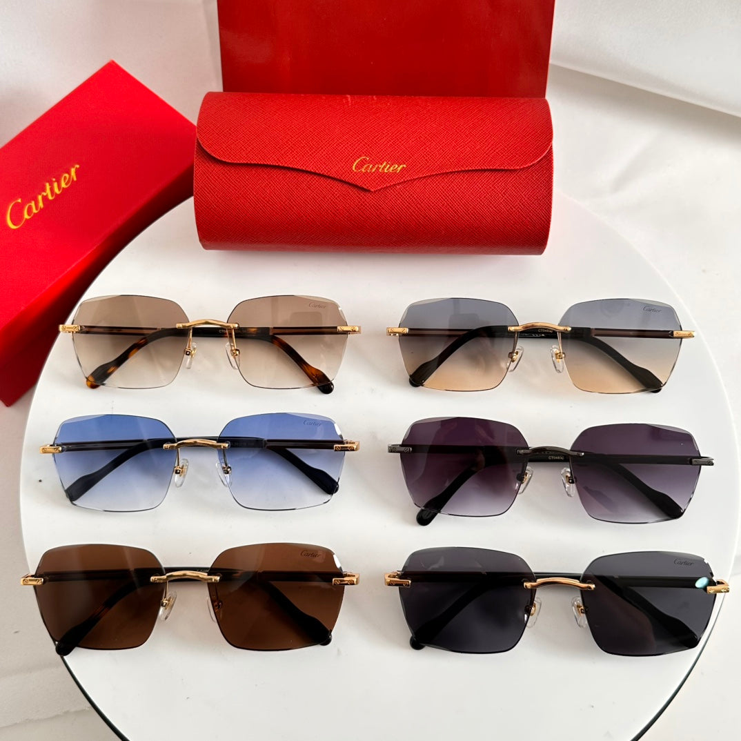 SANTOS SQUARE FRAME SUNGLASSES 524481 IN METAL AND WOODEN - Black