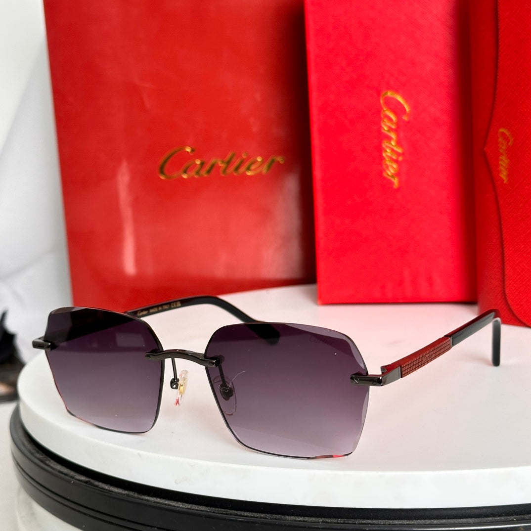SANTOS SQUARE FRAME SUNGLASSES 524481 IN METAL AND WOODEN - Black
