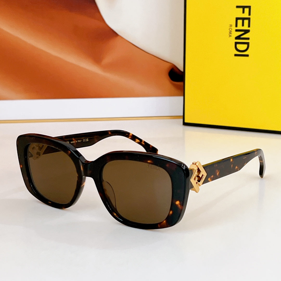 ROMA SQUARE FRAME SUNGLASSES FE40138 IN ACETATE - Orange havana