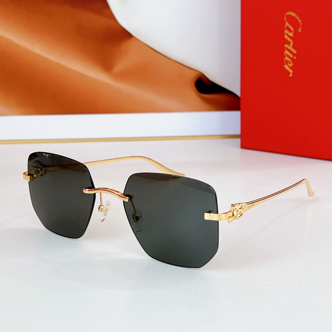 PANTHÈRE RIMLESS SQUARE FRAME SUNGLASSES CT0549S IN METAL - Pink