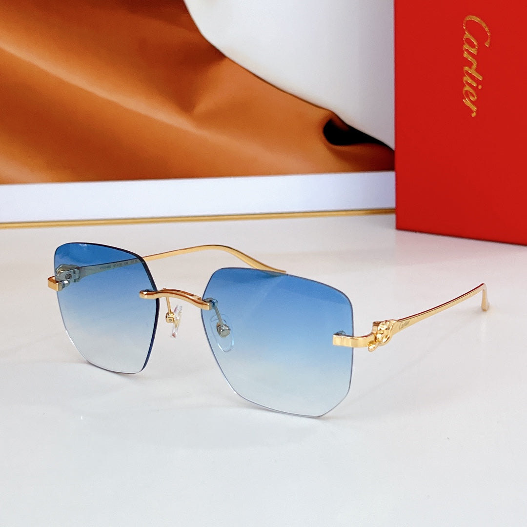 PANTHÈRE RIMLESS SQUARE FRAME SUNGLASSES CT0549S IN METAL - Pink