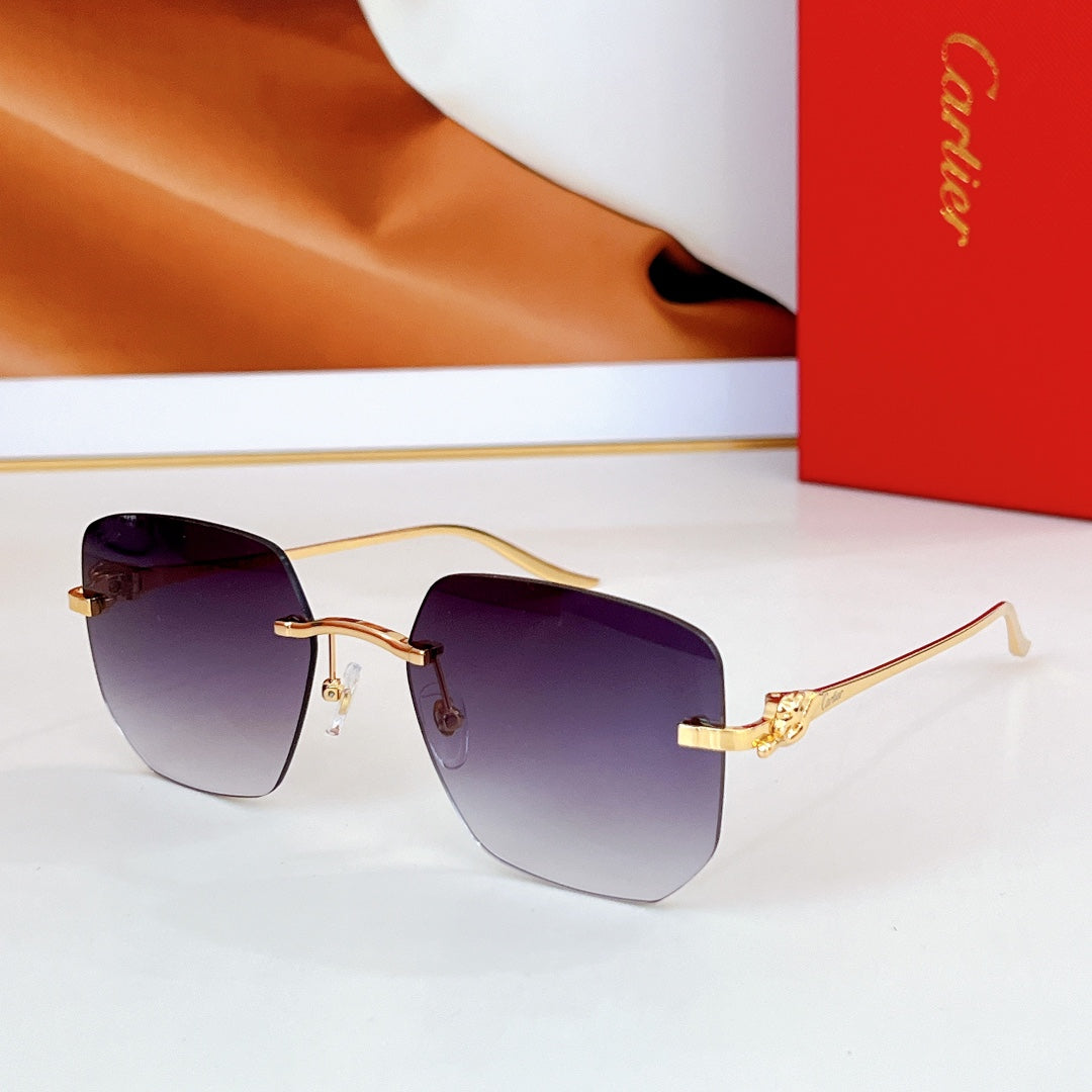 PANTHÈRE RIMLESS SQUARE FRAME SUNGLASSES CT0549S IN METAL - Pink