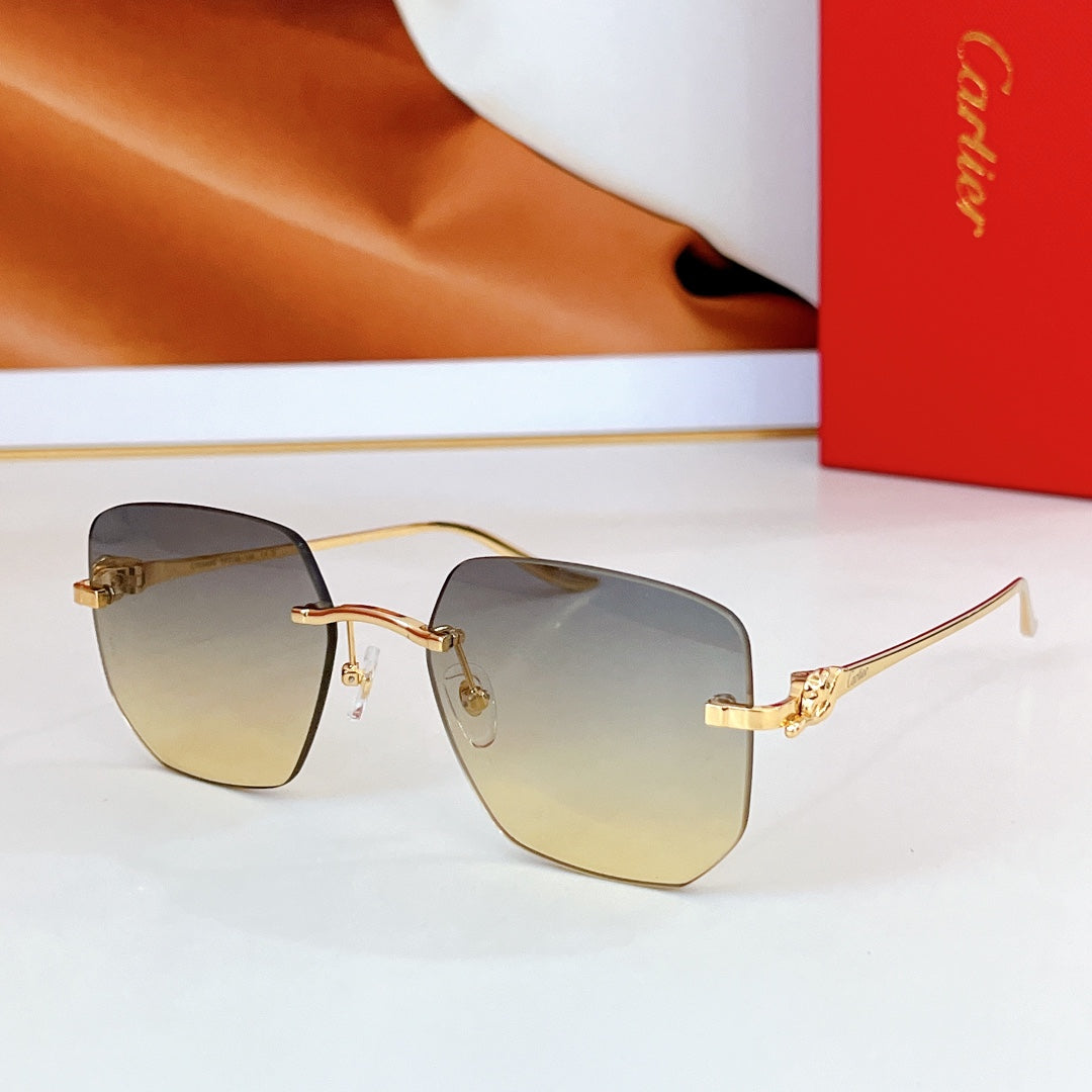 PANTHÈRE RIMLESS SQUARE FRAME SUNGLASSES CT0549S IN METAL - Pink