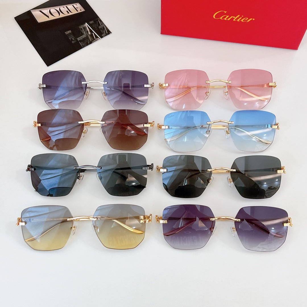 PANTHÈRE RIMLESS SQUARE FRAME SUNGLASSES CT0549S IN METAL - Pink