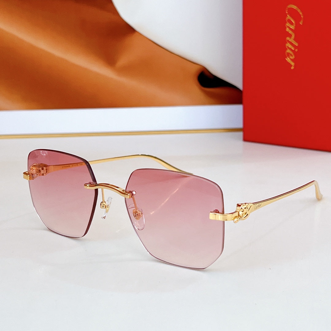 PANTHÈRE RIMLESS SQUARE FRAME SUNGLASSES CT0549S IN METAL - Pink