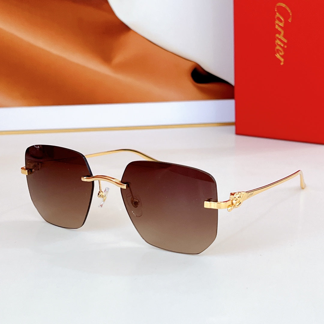 PANTHÈRE RIMLESS SQUARE FRAME SUNGLASSES CT0549S IN METAL - Pink