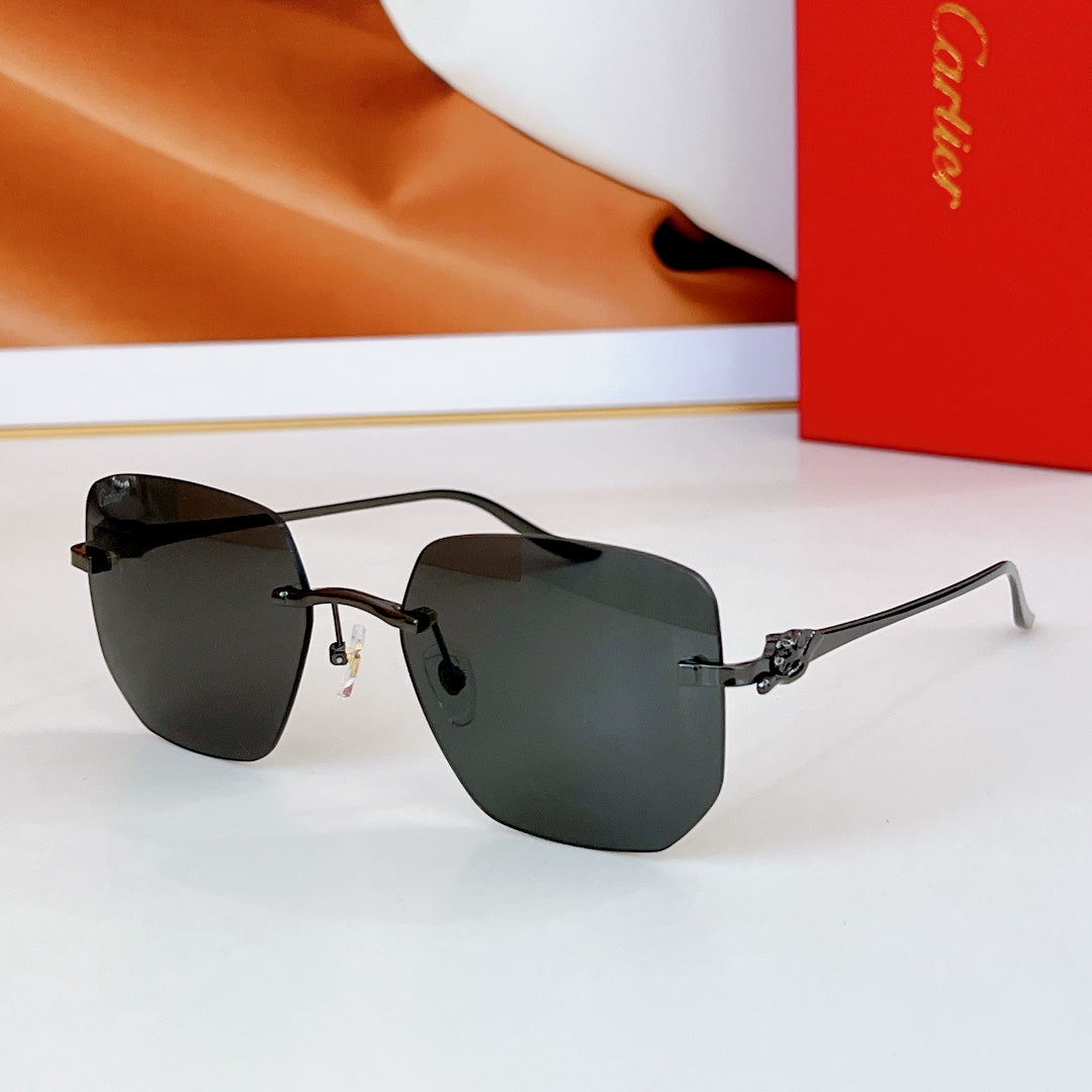 PANTHÈRE RIMLESS SQUARE FRAME SUNGLASSES CT0549S IN METAL - Pink