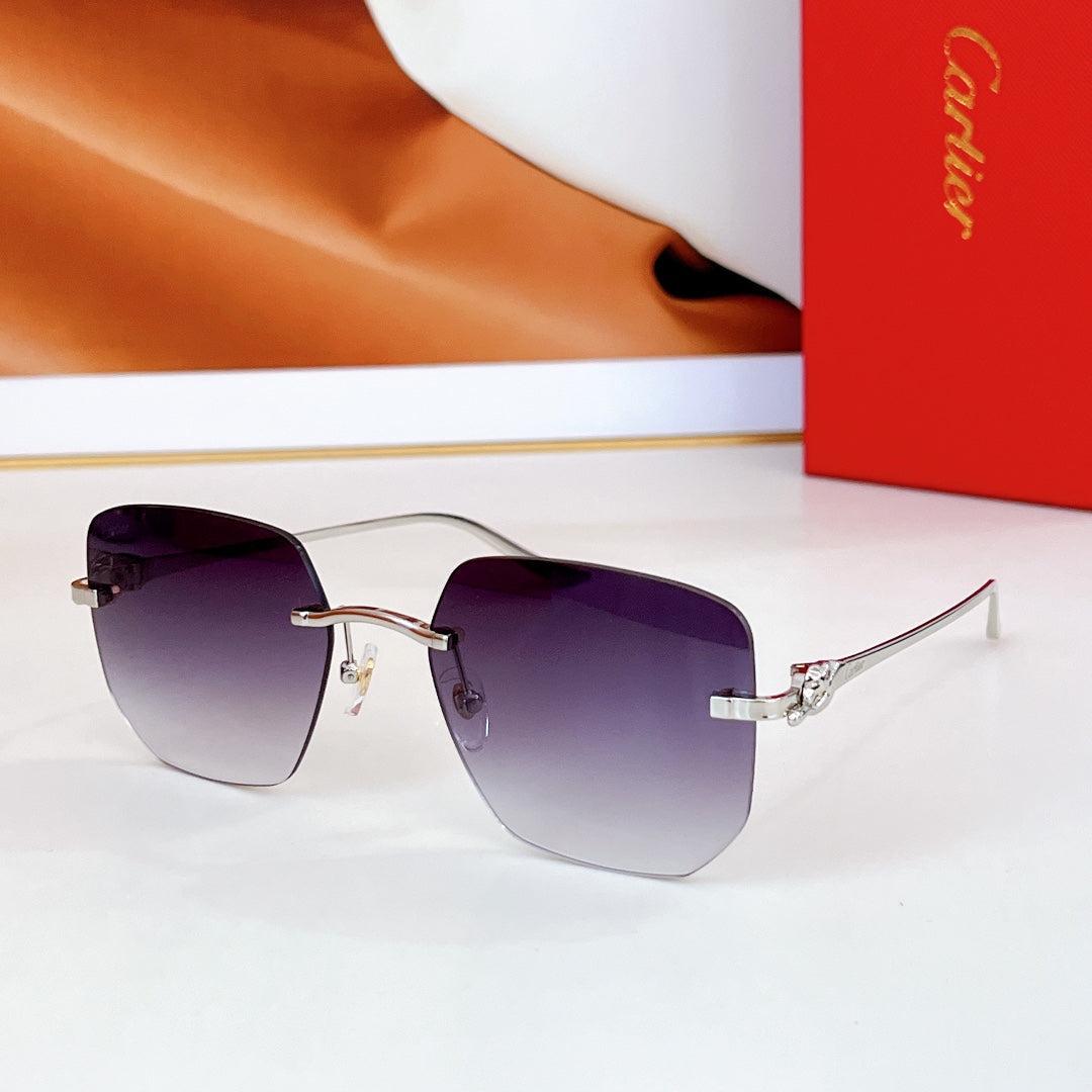 PANTHÈRE RIMLESS SQUARE FRAME SUNGLASSES CT0549S IN METAL - Pink