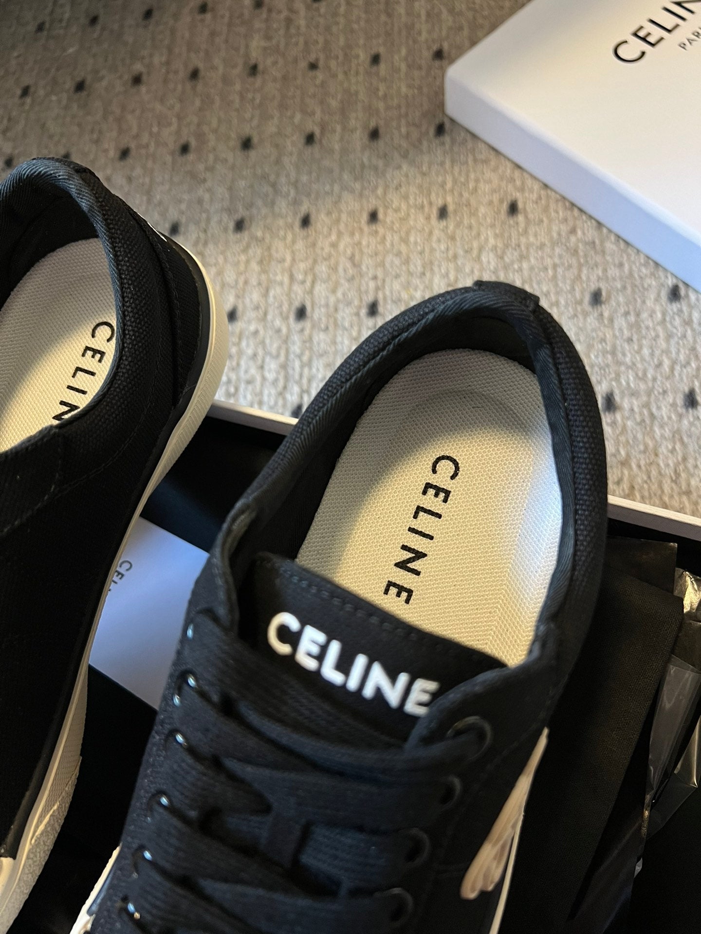 TRAINER LOW LACE-UP SNEAKER IN BLACK CANVAS - 35