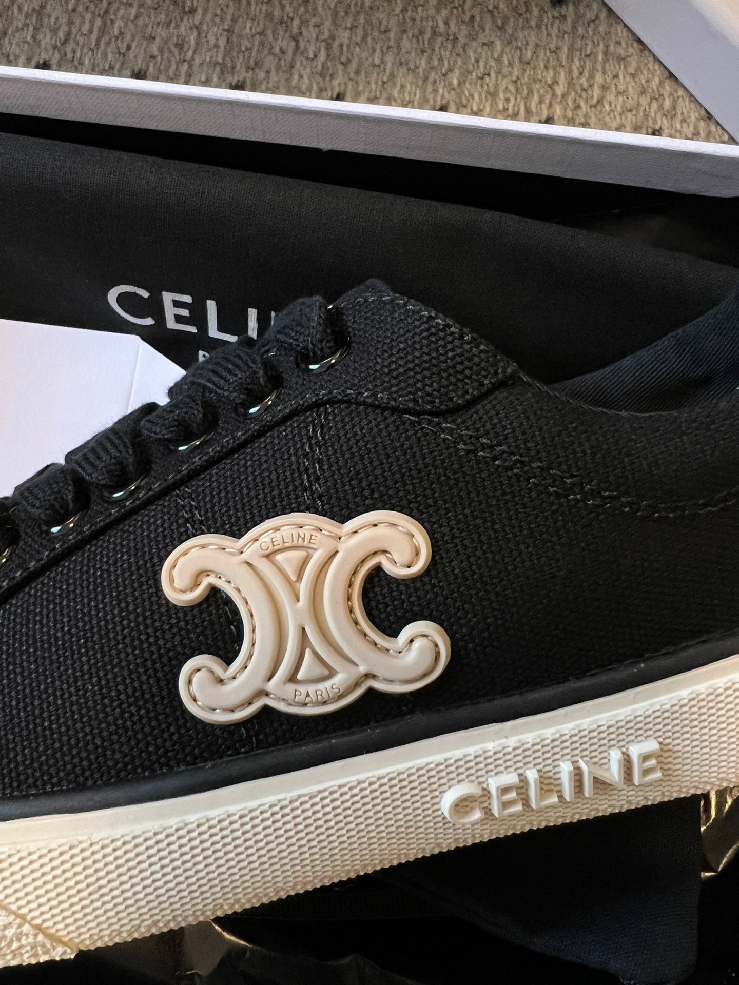 TRAINER LOW LACE-UP SNEAKER IN BLACK CANVAS - 35