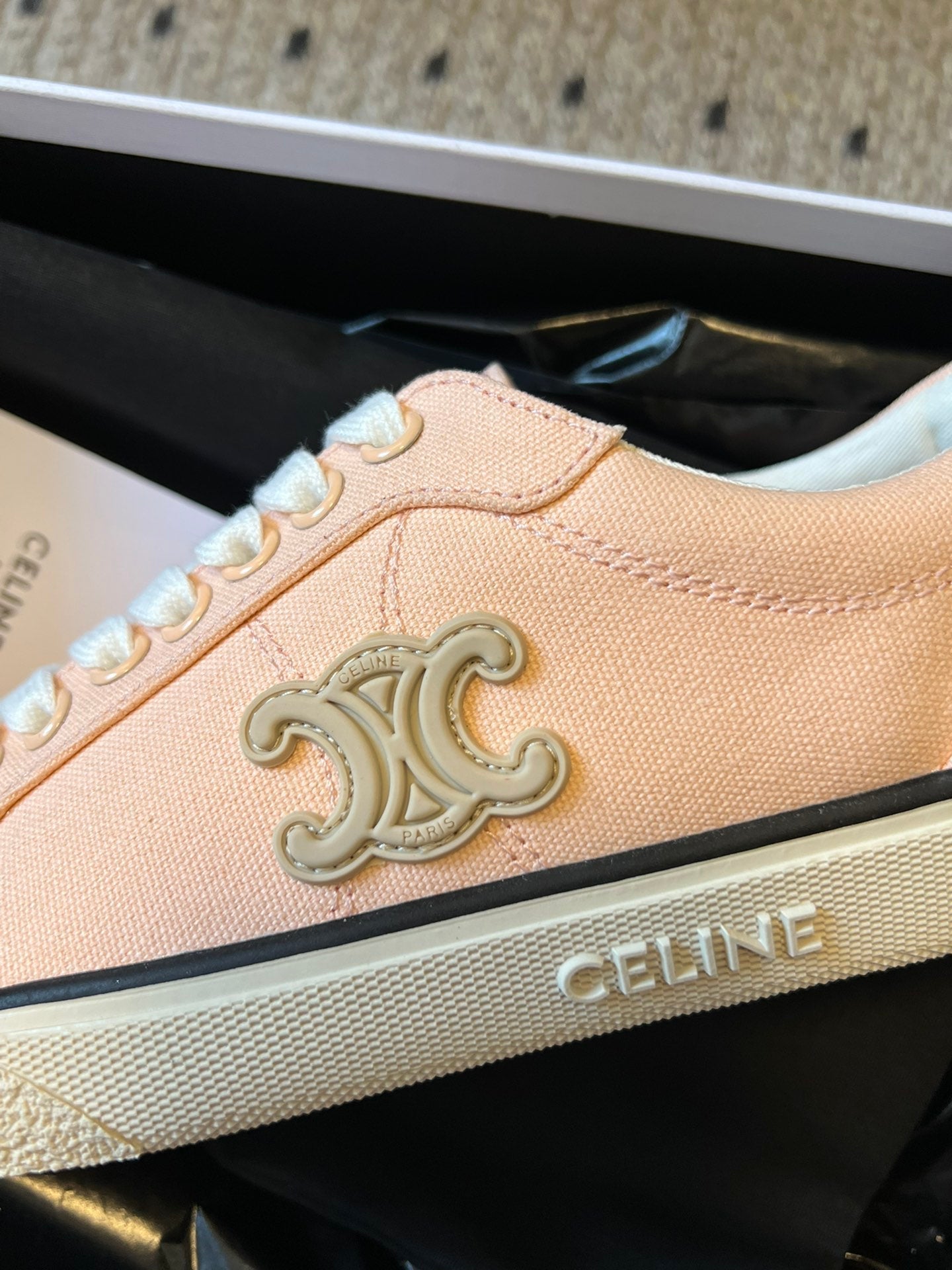 TRAINER LOW LACE-UP SNEAKER IN LIGHT ORANGE CANVAS - 35