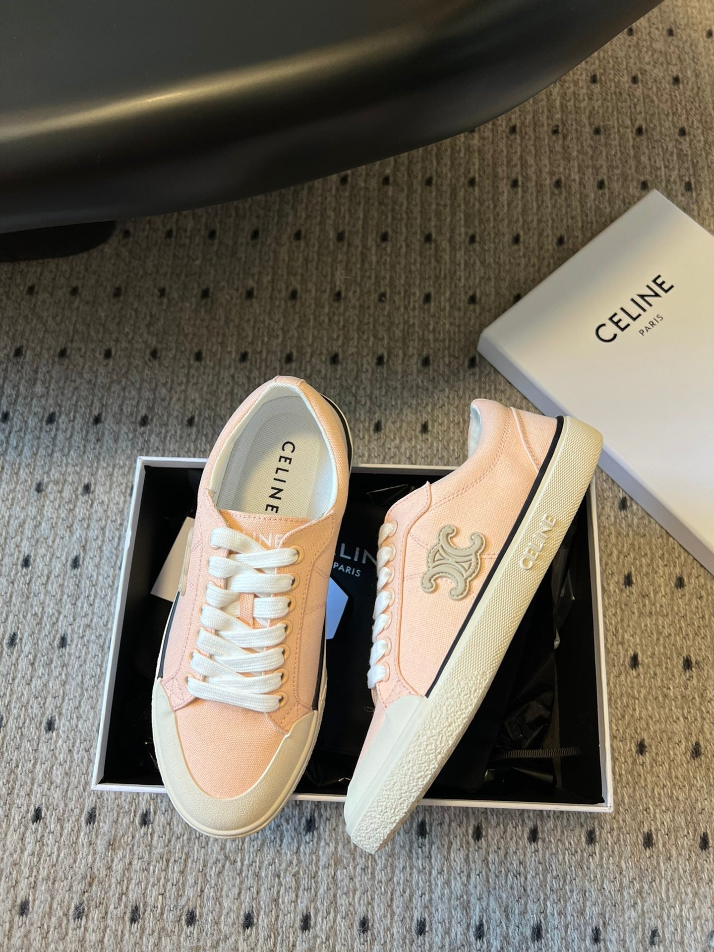TRAINER LOW LACE-UP SNEAKER IN LIGHT ORANGE CANVAS - 35