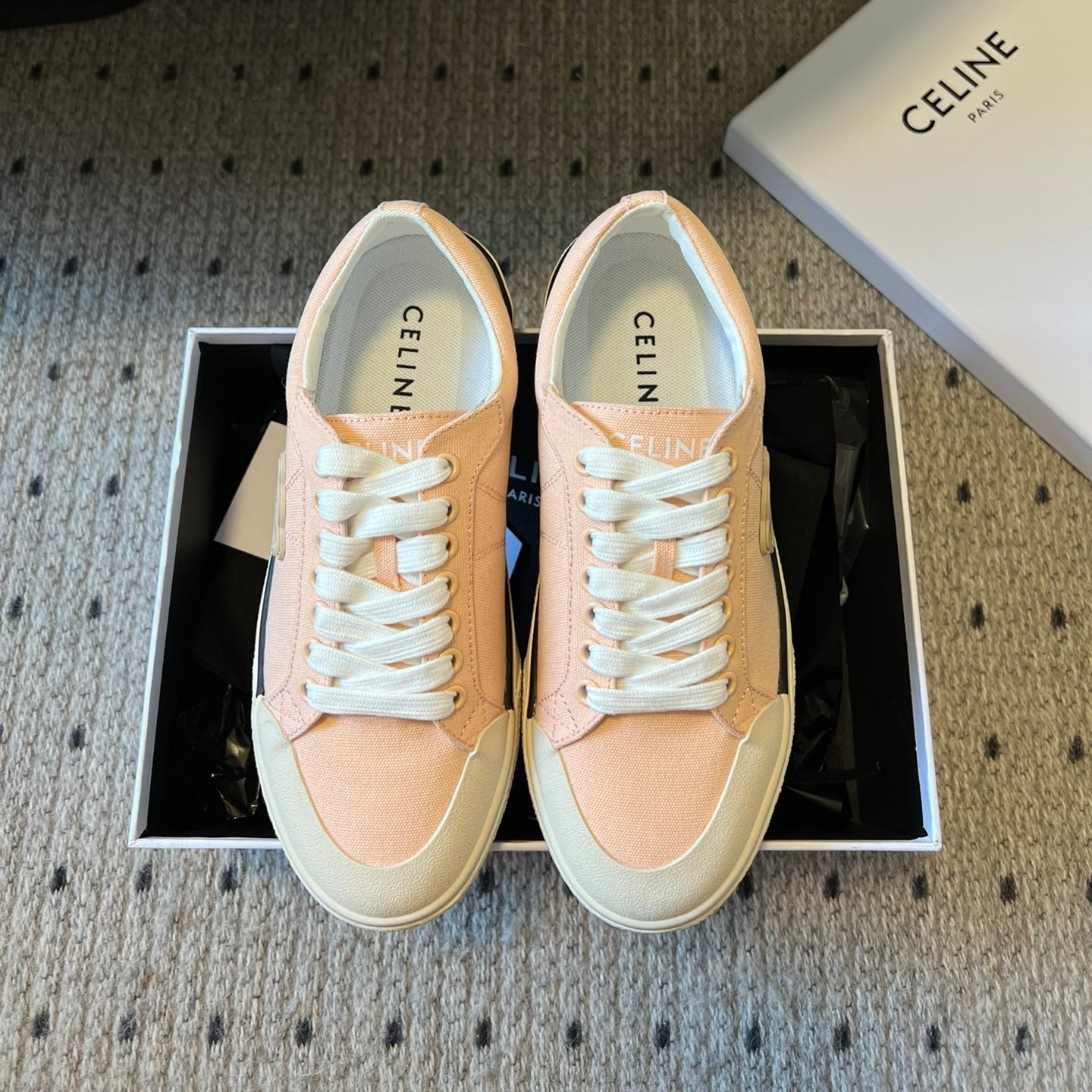TRAINER LOW LACE-UP SNEAKER IN LIGHT ORANGE CANVAS - 35