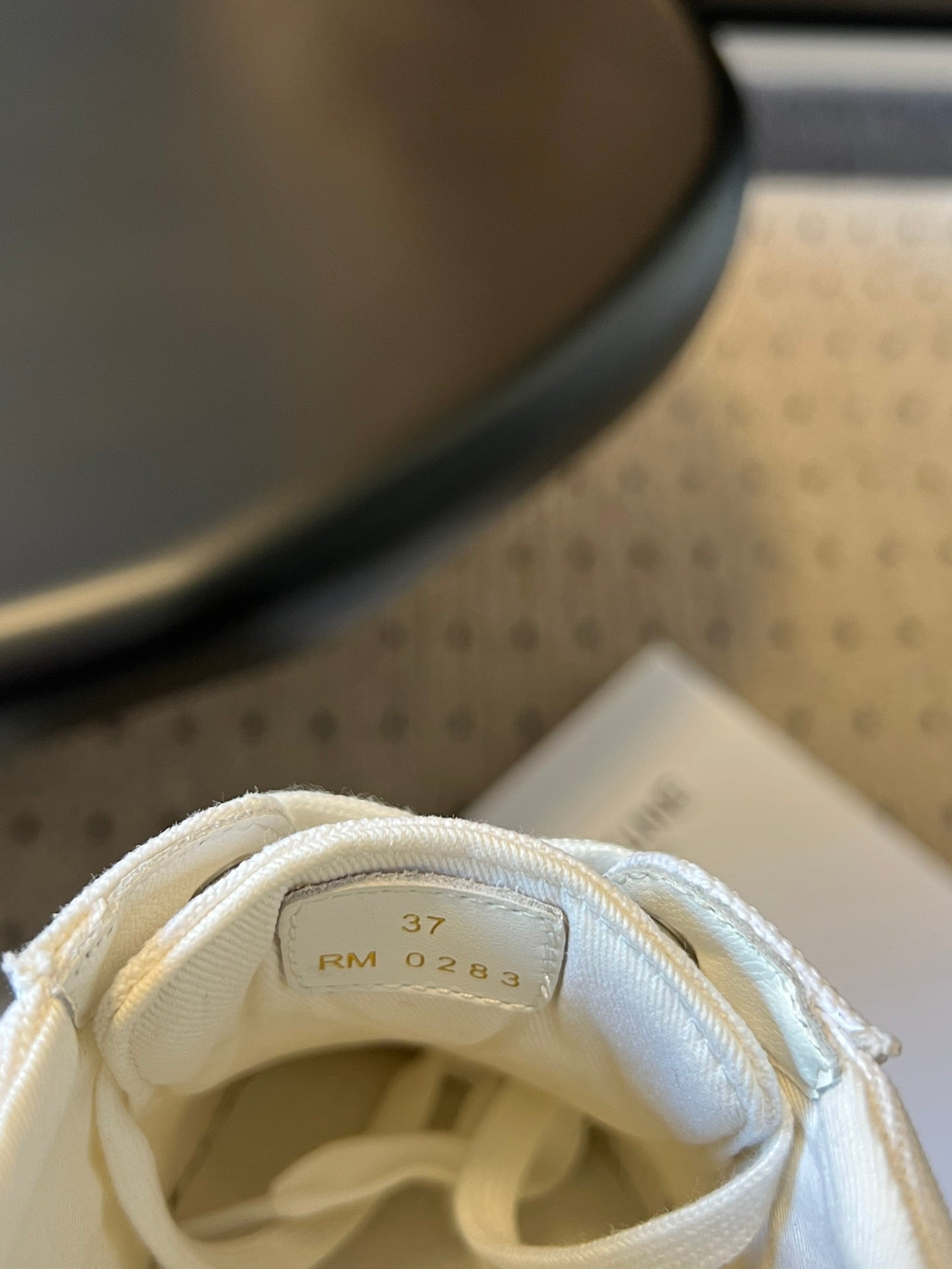 TRAINER LOW LACE-UP SNEAKER IN WHITE MIX BEIGE CANVAS - 35