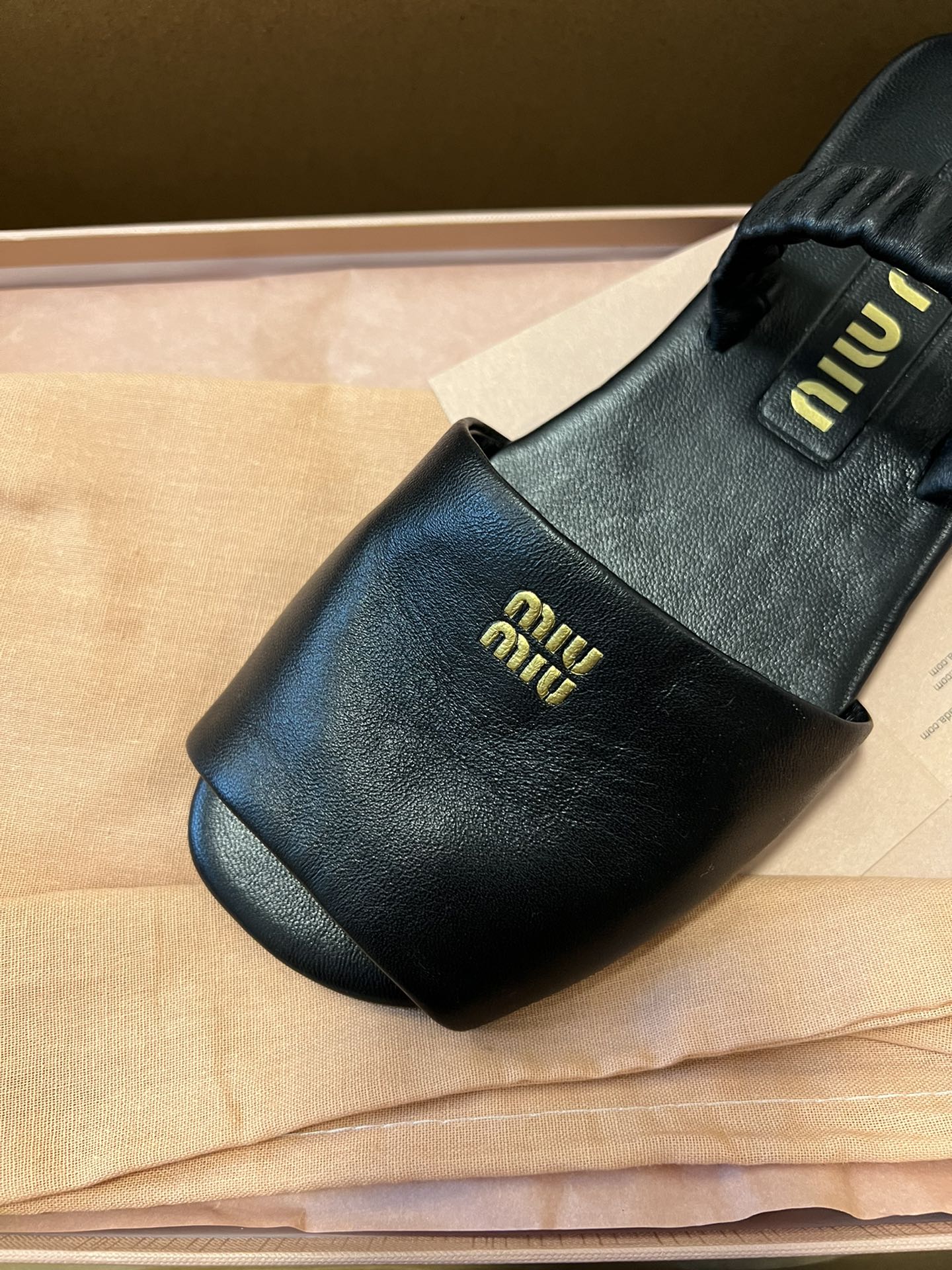 RUCHES SANDALS IN BLACK LAMBSKIN - 35