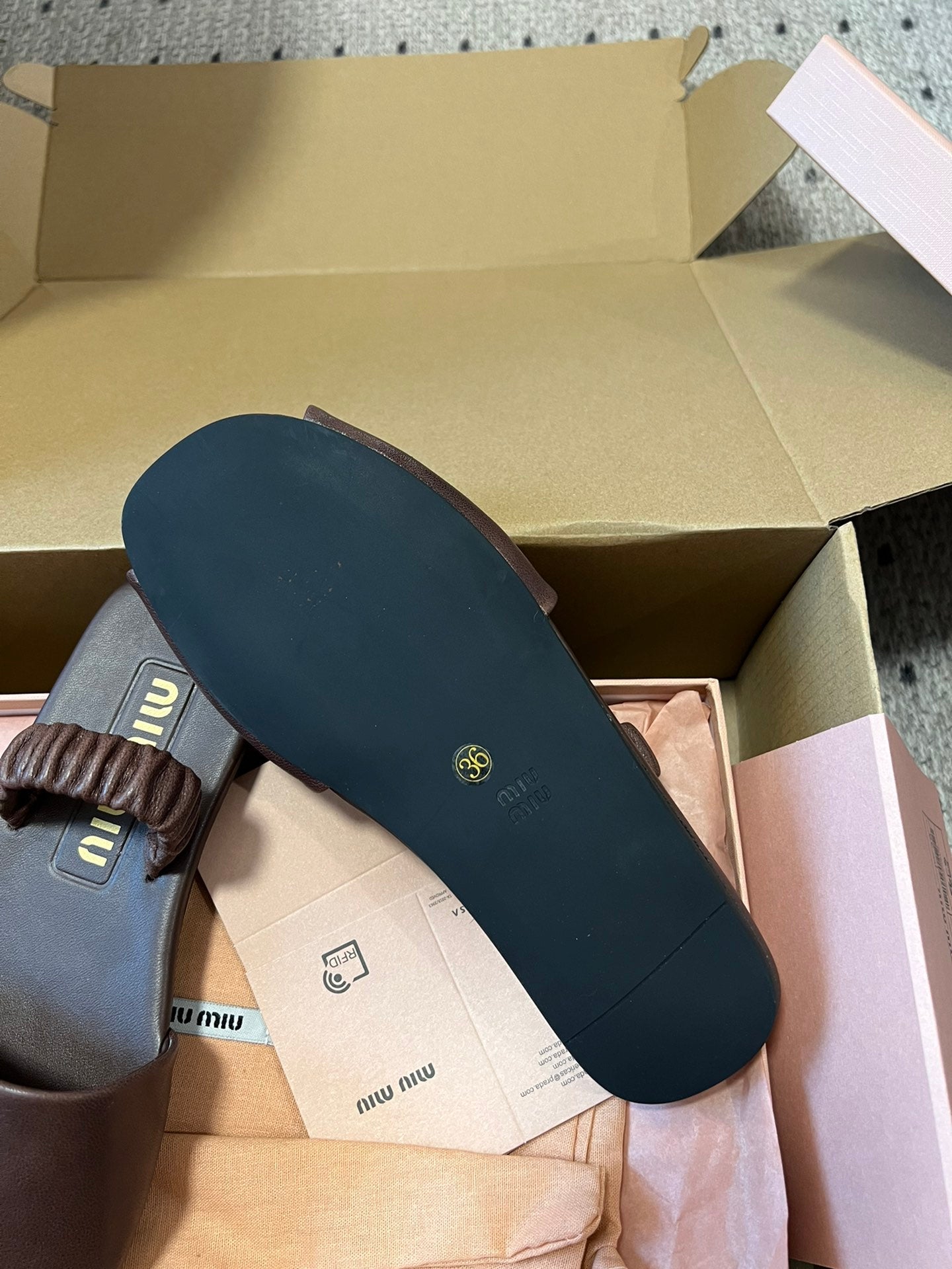 RUCHES SANDALS IN DARK BROWN LAMBSKIN - 35