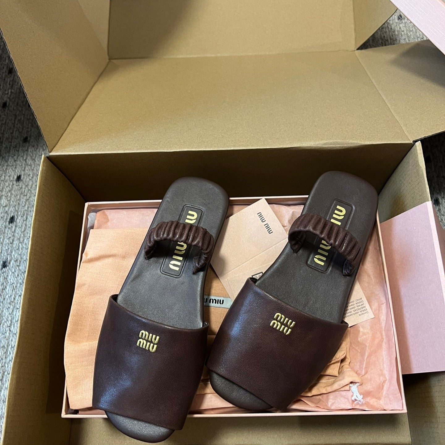 RUCHES SANDALS IN DARK BROWN LAMBSKIN - 35