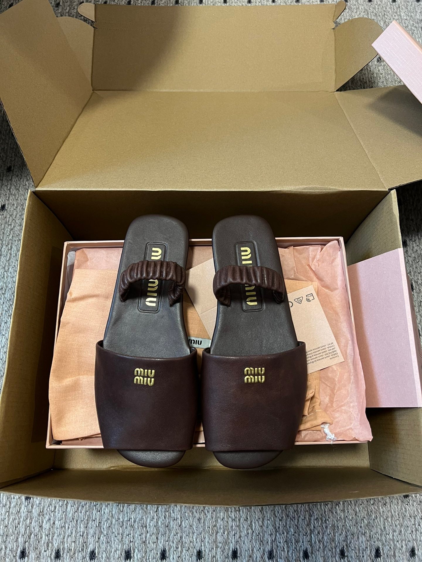 RUCHES SANDALS IN DARK BROWN LAMBSKIN - 35