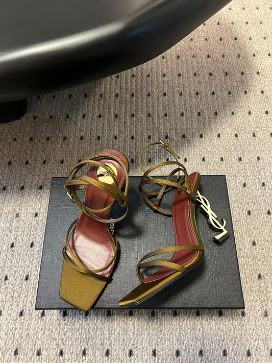 YSL HIGH HEEL SANDALS IN GOLD CALFSKIN - 35