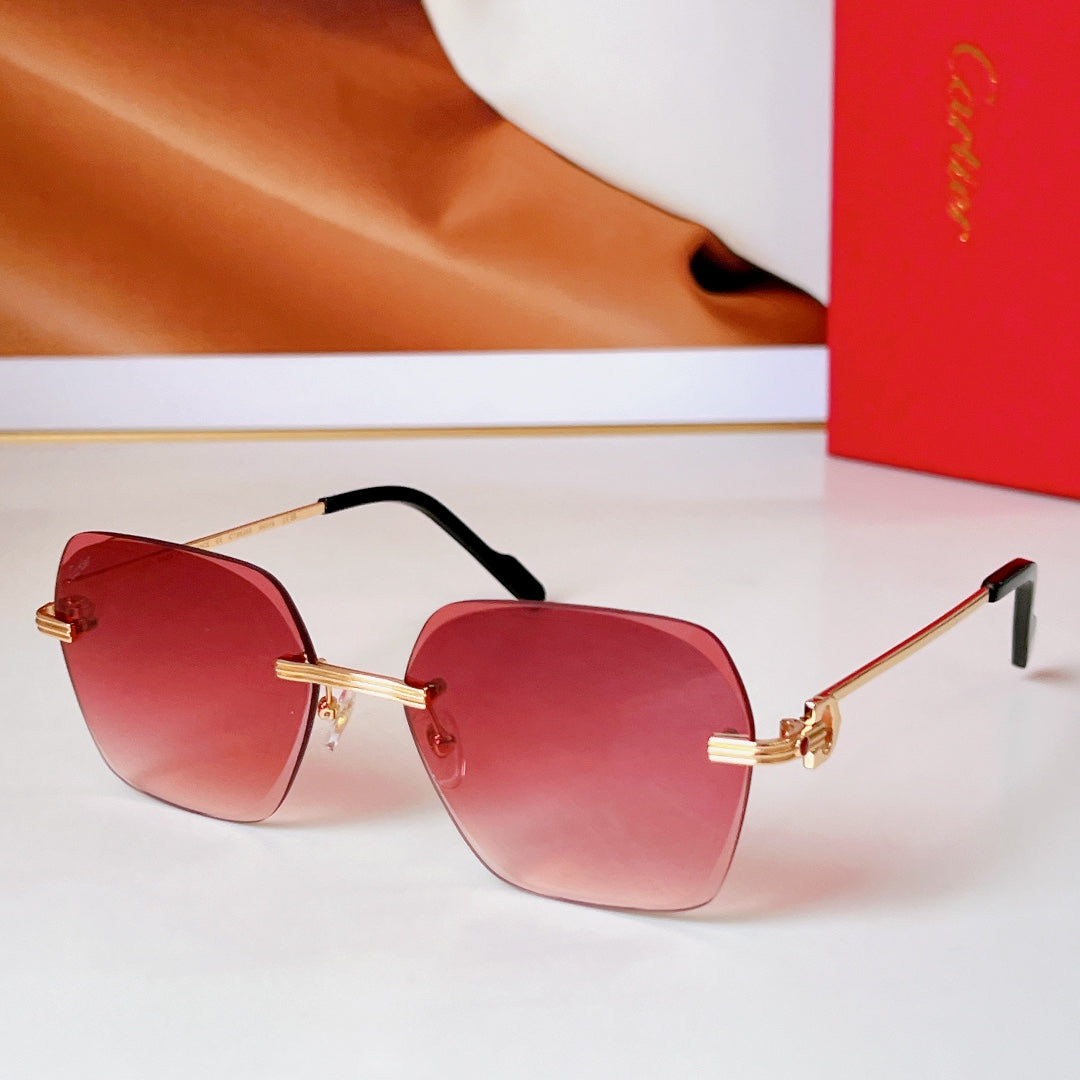 C DE RIMLESS SQUARE FRAME SUNGLASSES CT0625S IN METAL - Blue yellow